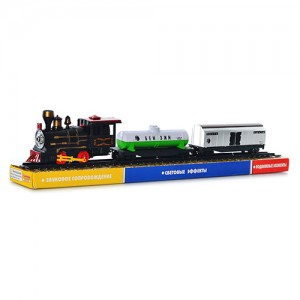 Дитяча залізниця 307061 R1802 паровоз, вагони, звук руху поїзда, світло, працює від двох батарей АА