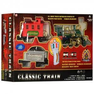 Детская железная дорога 46 на радиоуправлении, 480см, локомотив-звук, свет, вагон 2шт, 24 деталей, на батарейках