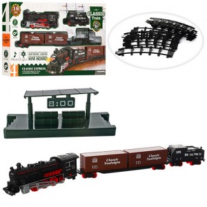 Детская железная дорога 814-1 74-74см, локомотив- звук, свет, вагон 2шт, 16 деталей, на батарейках