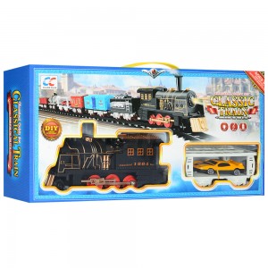Дитяча залізниця NB558-56-59-61 75-75см, локомотив-муз, звук, світло, вагон, 3віда, на бат
