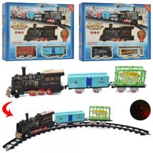 Дитяча залізниця NB558-91-92-93 75-75см, локомотив-муз, звук, світло, 2вагона, 3вида