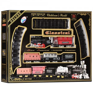 Детская железная дорога YY-098, 138х87 см, локомотив-свет, звук, вагоны, 21 деталь