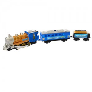 Детская железная дорога Голубой вагон 7014, звуки паровоза, муз укр, свет, дым, длина 282 см, 12 деталей