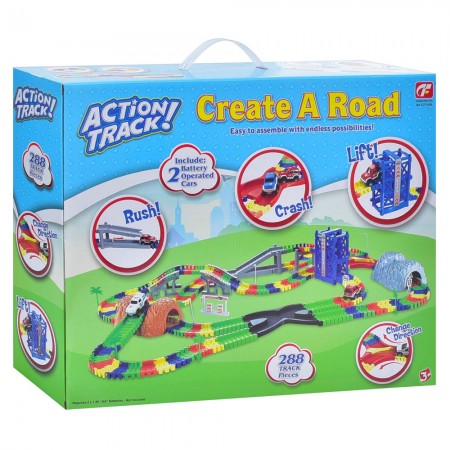 Автотрек BabyToys CF1108 с 2 машинками и мостами, 288 деталей