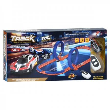 Трек FT-76 403см/97-50-26см, машина (8см, р/к2,4G, акум, USBзарядный, свет), дорожные знаки, 50дет, в кор-ке, 50-24-7см Трек FT-76 403см/97-50-26см, машина (8см, р/к2,4G, акум, USBзарядный, свет), дорожные знаки, 50дет, в кор-ке, 50-24-7см