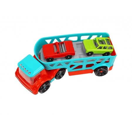 Игрушка автовоз пластиковый с двумя машинками ТехноК, 32 см 0938 Игрушка автовоз пластиковый с двумя машинками ТехноК, 32 см 0938