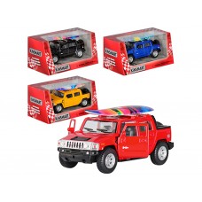 Машинка инерционная металлическая Hummer H2 Surfboard 2005, 12,5 см, открываются двери, Kinsmart KT5097WS