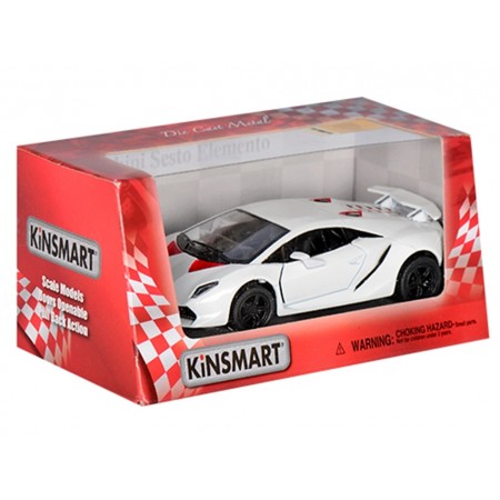 Машинка инерционная металлическая Lamborghini Sesto Elemento, 13 см, открываются двери, Kinsmart KT5359W Машинка инерционная металлическая Lamborghini Sesto Elemento, 13 см, открываются двери, Kinsmart KT5359W