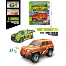 Машина JS235-11 інерція, 1:24, набір 2шт, 15см, звук, світло, гумові колеса, на бат(табл), в кор-ці, 19-22,5-8,5см