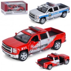 Машинка KT5381WPR метал,1:46, відчиняються двері, гумові колеса, 2 види, (поліція, пожежна), в коробці