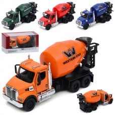 Бетономешалка KT11001W инерция, металл, 14,5см, 1:66, открываются двери, резиновые колеса, подвижная деталь, 4 цвета, в коробке, 16-9-7,5см