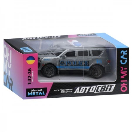 Джип AS-3215 АвтоСвіт, 1:32-36, метал, інерція, 12см, поліція, відчиняються двері/багажник, гумові колеса, 3кольори, в коробці, 15,5-7-8см Джип AS-3215 АвтоСвіт, 1:32-36, метал, інерція, 12см, поліція, відчиняються двері/багажник, гумові колеса, 3кольори, в коробці, 15,5-7-8см