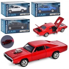 Машина AP-1760 АвтоСвіт, 1:32, інерційна, метал, 17см, звук, світло, гумові колеса, відчиняються двері / капот / багажник, на підставці, 4 кольори, на батарейках-табл, в коробці