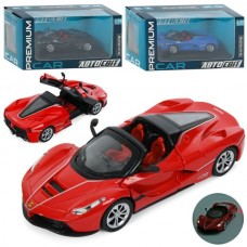 Машина AP-1993 АвтоСвіт,1:32,метал,інерц, 13см, звук, світло, відчиняються двері, гумові колеса, на підставці, 3 кольори, бат(табл),в кор-ці