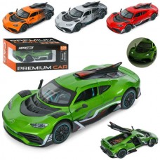 Машина AP-2040 АвтоСвіт,1:24,метал, інерц,21см,звук,світло,відчиняються двері/багажник,гумові колеса, 2види по 2 кольори, бат(табл), в кор-ці