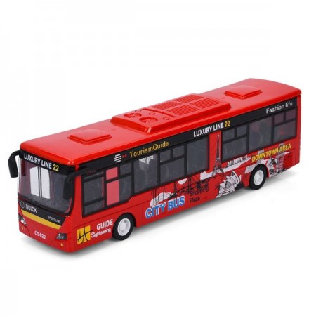 Автобус 677-5 інерція, метал, 23,5см, 1:24, гумові колеса, 3шт(3 кольори) в дисплеї, 29-24,5-6,5см