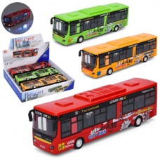 Автобус 677-5 інерція, метал, 23,5см, 1:24, гумові колеса, 3шт(3 кольори) в дисплеї, 29-24,5-6,5см