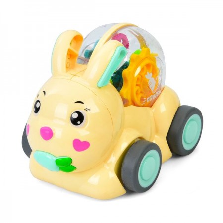 Игрушка HY-180 зайчик/кролик, 11см, шестерни, свет, инерц, резиновые колеса, бат(табл), 12шт(4цвета) в дисплее