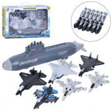 Набор с транспортом T074C морской флот, под.лодка, самолеты (6шт), в кор-ке
