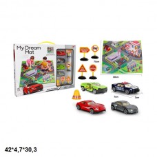 Набір металевих машинок BabyToys LA-061 інерційні 4 шт з килимком