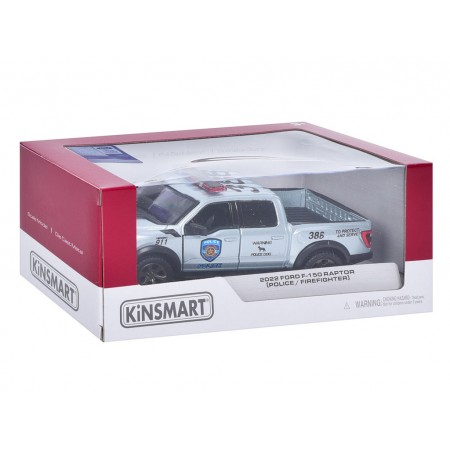 Машинка металлическая инерционная полиция 2022 Ford F-1 Raptor Police Kinsmart KT5436WPR Машинка металлическая инерционная полиция 2022 Ford F-1 Raptor Police Kinsmart KT5436WPR
