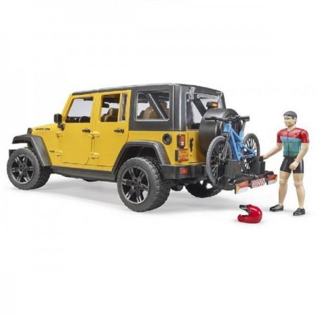 Автомодель Bruder Джип Jeep Rubicon із фігуркою велосипедиста на спортивному байку 1: 16