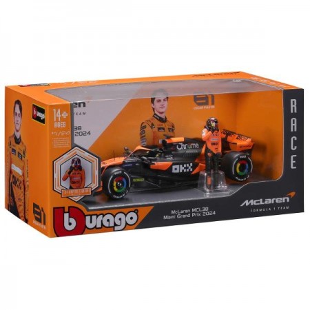 Автомодель з фігуркою - MCLAREN MCL38 1: 24 18-28040 Автомодель з фігуркою - MCLAREN MCL38 1: 24 18-28040