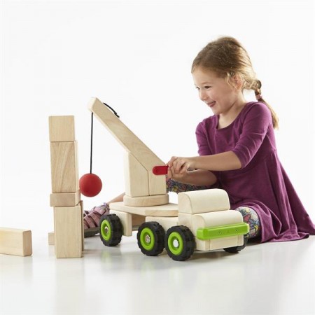 Велика машинка Guidecraft Block Science Trucks Стінобитна машина дерев'яна 45 см G7533