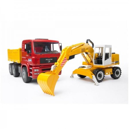 Ігровий набір Bruder Самоскид-вантажівка МАN та екскаватор Liebherr 1: 16 Ігровий набір Bruder Самоскид-вантажівка МАN та екскаватор Liebherr 1: 16