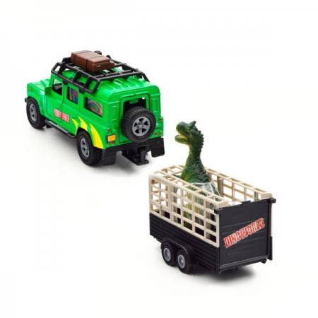 Игровой набор TechnoDrive Land Rover с прицепом и динозавром 29 см 520178.270