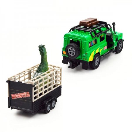 Игровой набор TechnoDrive Land Rover с прицепом и динозавром 29 см 520178.270
