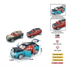 Машинка MS 6283-5 3 кольори, металопластик, масштаб 1: 24, інерційна, звуки, підсвічування, на батарейках, дверцята, багажник та капот відчиняються, в коробці