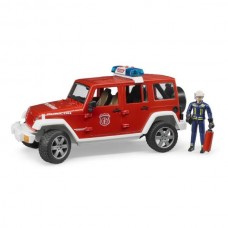 Модель Bruder Пожарный джип Wrangler Unlimited Rubicon со световыми и звуковыми эффектами и фигуркой пожарника 1: 16 