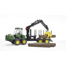 Модель Bruder Трактор John Deere с системой захвата, прицепом и бревнами 1: 16 