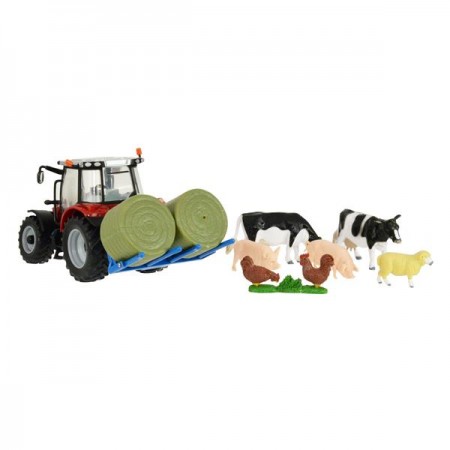 Набор Britains Модель трактора Massey Ferguson 5612 с вилами и фигурками 1: 32 Набор Britains Модель трактора Massey Ferguson 5612 с вилами и фигурками 1: 32