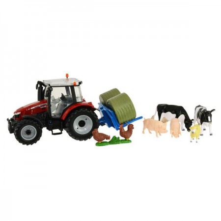 Набор Britains Модель трактора Massey Ferguson 5612 с вилами и фигурками 1: 32 Набор Britains Модель трактора Massey Ferguson 5612 с вилами и фигурками 1: 32