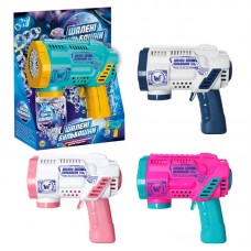 Дитячий іграшковий пістолет з мильними бульбашками 32857 "WToys", 4 кольори, підсвічування, автоматичний принцип, пляшечка з мильним розчином, акумулятор 3.7 V, в коробці, ВИДАЄТЬСЯ ТІЛЬКИ МІКС ВИДІВ