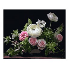 Картина по номерам Нежный цветочный натюрморт на черном фоне, 40x50 см, акриловые краски, Strateg AH1261 Картина по номерам Нежный цветочный натюрморт на черном фоне, 40x50 см, акриловые краски, Strateg AH1261