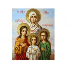Алмазная картина без подрамника Икона Веры, Надежды, Любви и их матери Софии 40х50 см, Strateg JSFH71302