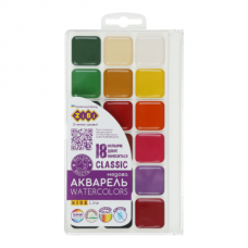 Акварель CLASSIC, 18 кол., без/п, пласт./кор., KIDS Line Акварель CLASSIC, 18 кол., без/п, пласт./кор., KIDS Line
