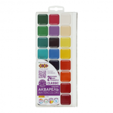 Акварель CLASSIC, 24 кільк., без/п, пласт./кор., KIDS Line Акварель CLASSIC, 24 кільк., без/п, пласт./кор., KIDS Line