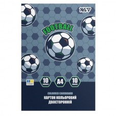 Картон цветной двусторонний Yes "Football", 10 листов, А4, папка Картон цветной двусторонний Yes "Football", 10 листов, А4, папка