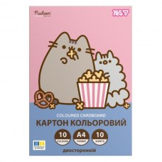 Картон цветной двусторонний Yes "Pusheen", 10 листов, А4, папка Картон цветной двусторонний Yes "Pusheen", 10 листов, А4, папка
