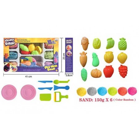 Кинетический песок BabyToys 1901 с формами, 900 г, 6 цветов