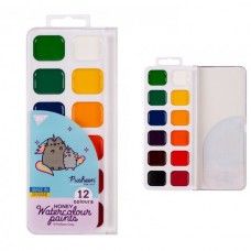 Краски акварельные Yes Pusheen 12 цв. медовые б/п Краски акварельные Yes Pusheen 12 цв. медовые б/п
