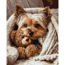 Набор для росписи по номерам "Йорк с мишкой" 40х50см Набор для росписи по номерам "Йорк с мишкой" 40х50см