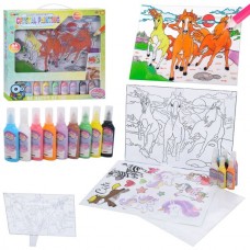 Раскраска для детей BabyToys 9034E Тройка лошадей с красками и подставкой