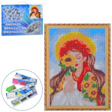 Алмазная мозаика BabyToys MK 5378 Девушка с подсолнечником 30x40см