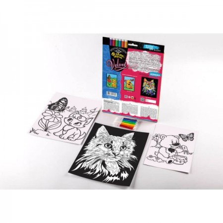 Набір творчості "Бархатная раскраска флом. VELVET" (20), VLV-01-01,02,03...10 ДАНКО ТОЙС