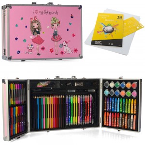 Набір для малювання MK 4536 акварельні фарби, фломастери, олівці, крейда, в валізі